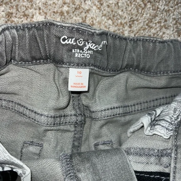 cat and jack boys size 10 distressed straigjt recto gray jeans like new - Picture 2 of 3